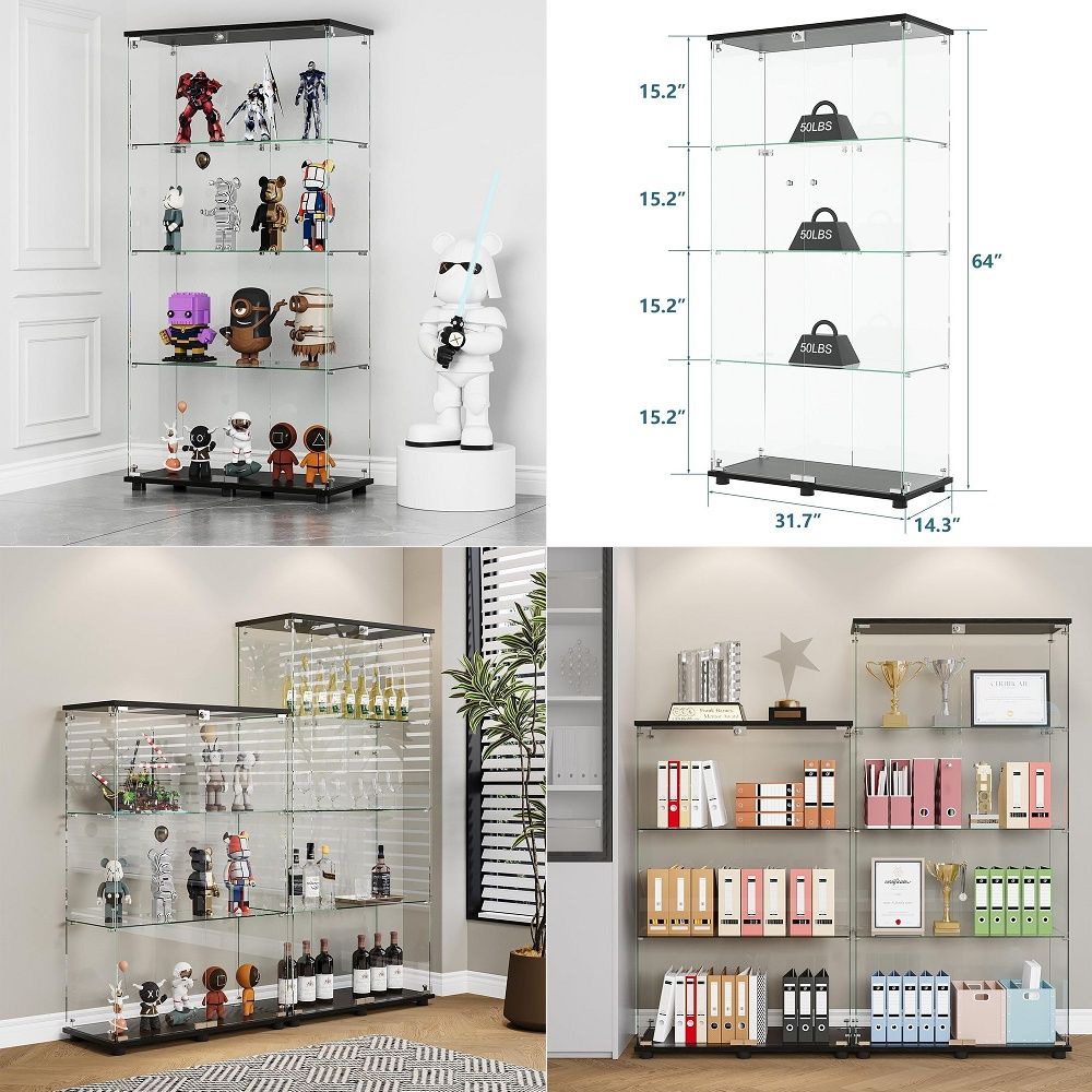 Glass Cabinet Display - Vitrinekast met dubbele deuren en slot,