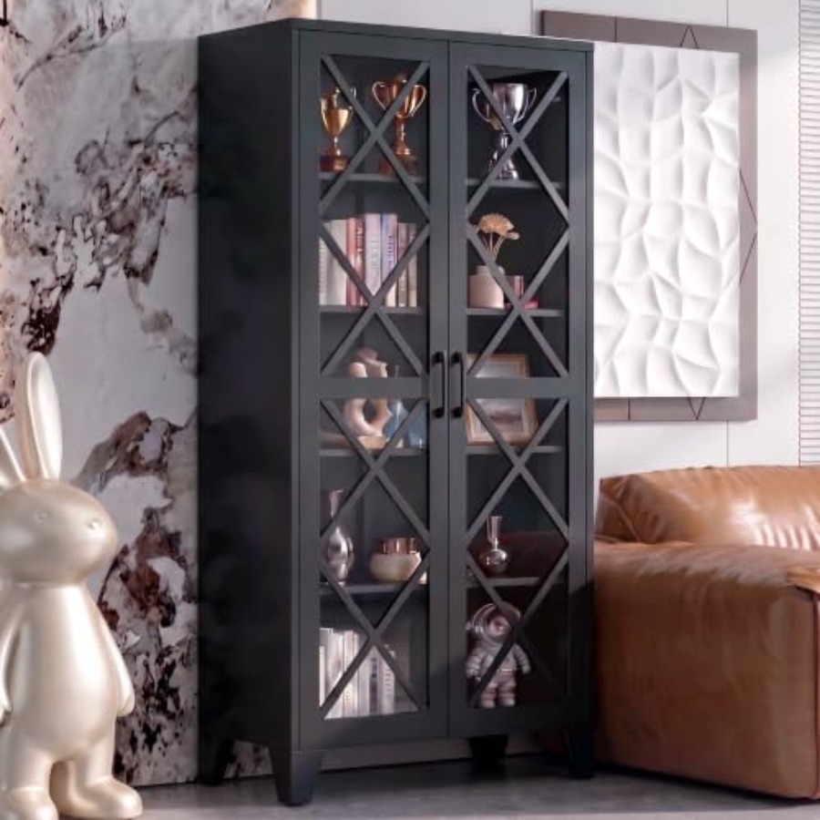 Glass Cabinet Display - 71 H glazen vitrinekast voor gebruik