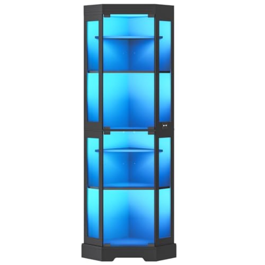 Glass Cabinet Display - Hoekvitrinekast met deuren van gehard glas,