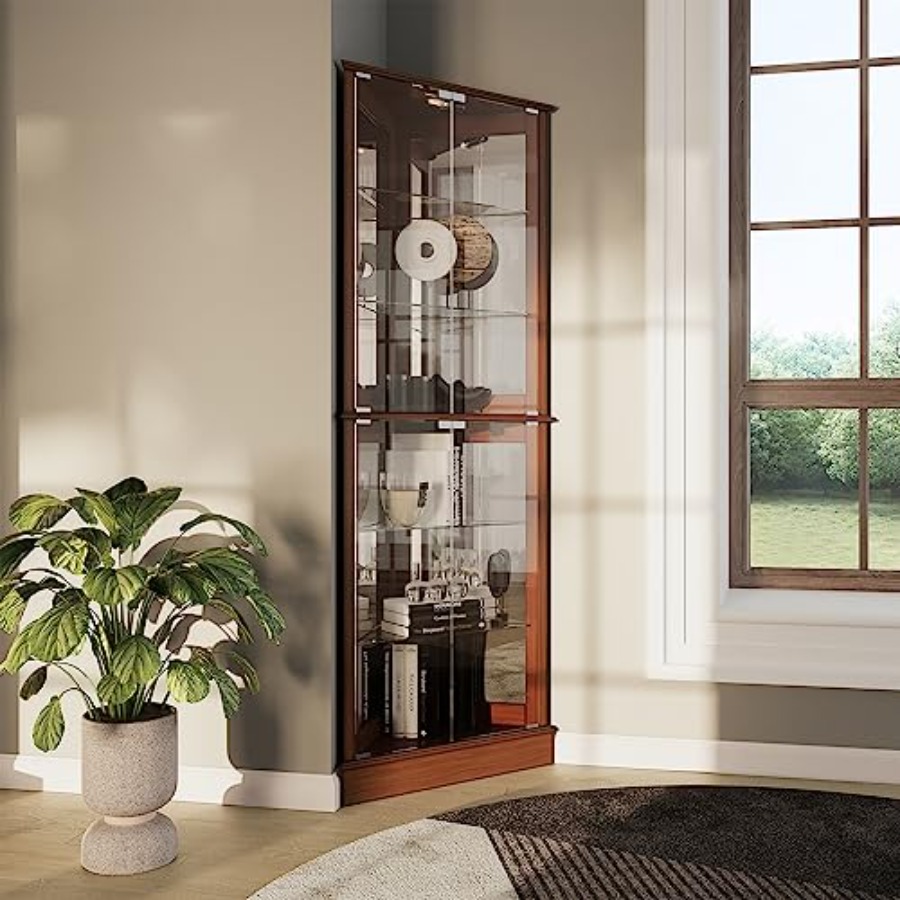 Glass Cabinet Display - Verlichte hoekvitrine voor gebruik in de