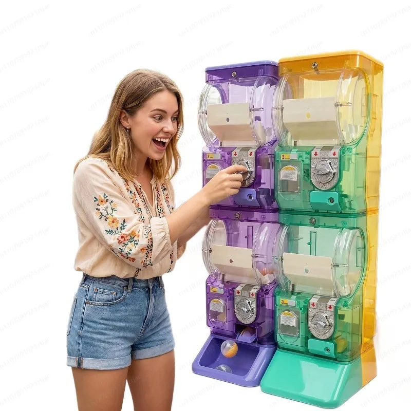 Arcade Vending & Laundry Revenue - Transparante witte tweelaagse Gashapon-machine, muntbediende capsuleverkoopautomaat