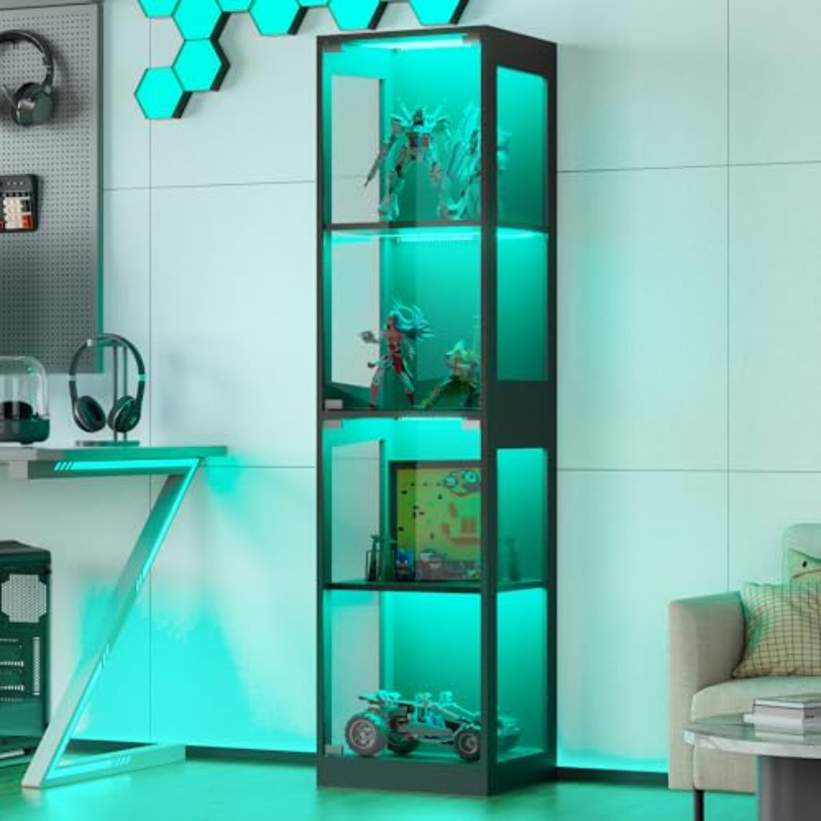 Glass Cabinet Display - Glazen vitrinekast met RGB-verlichting voor woonkamer