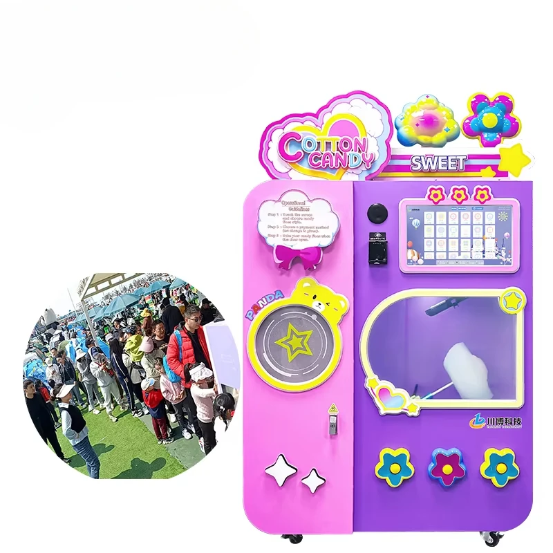 Candy Floss Machine - Geavanceerde, volautomatische, roze & blauwe feeën-suikergoedautomaat