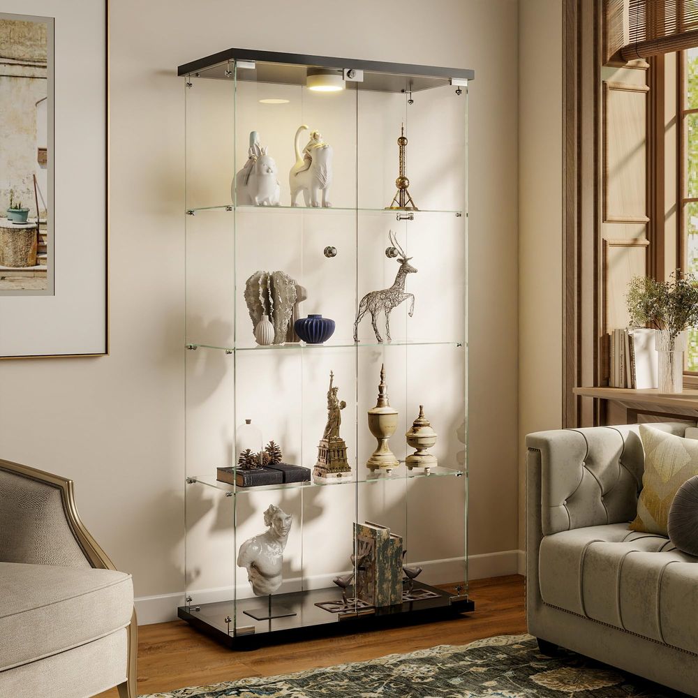 Vitrinekast met LED-verlichtin - Glass Cabinet Display recensie en prijs