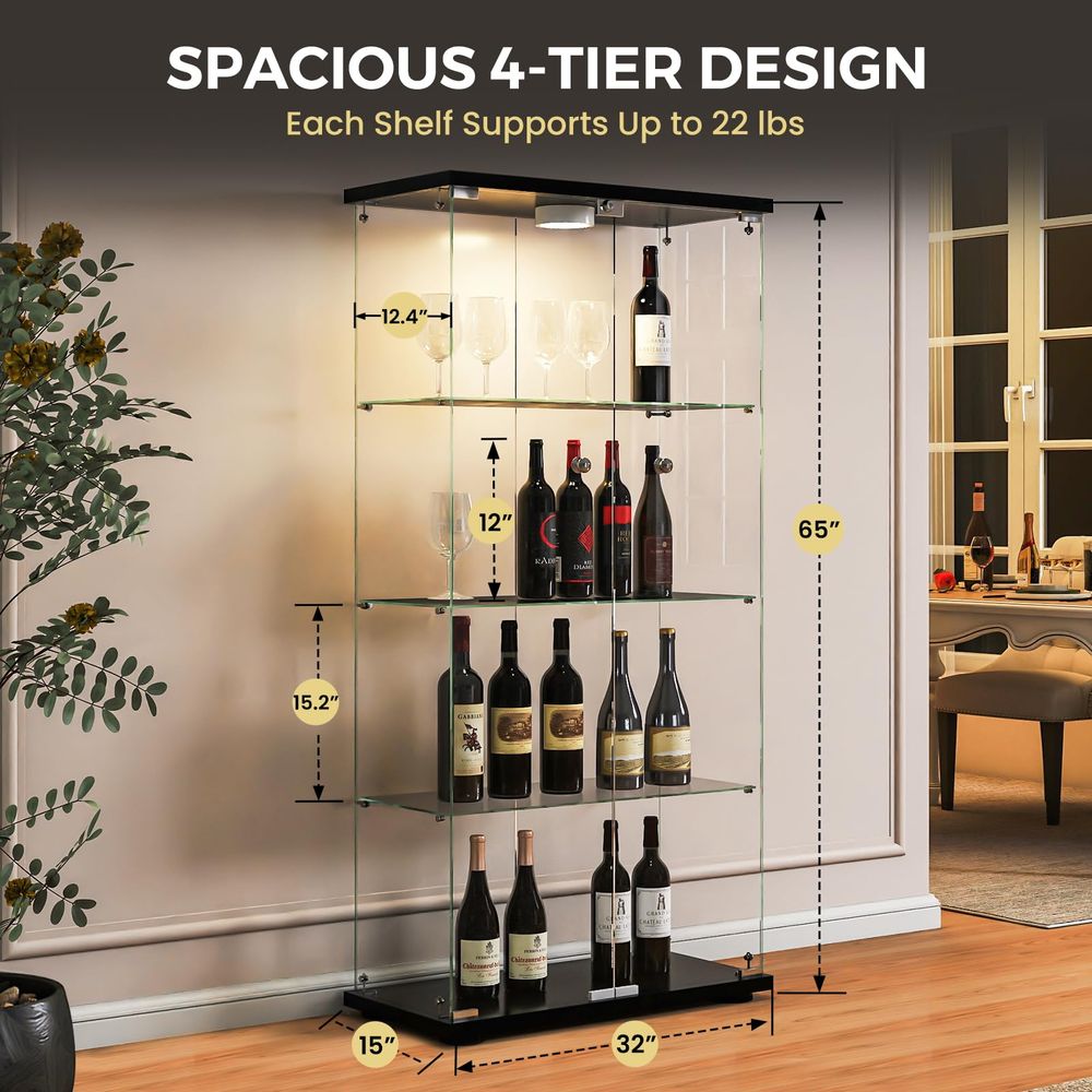 Vitrinekast met LED-verlichtin - Glass Cabinet Display recensie en prijs