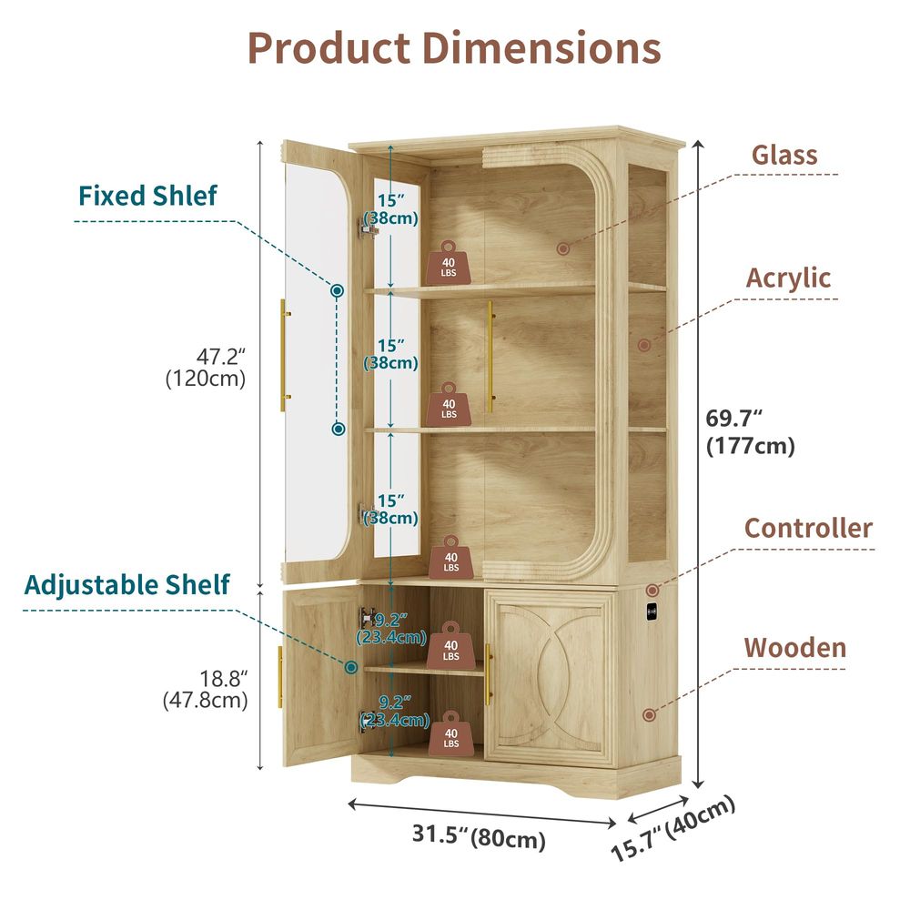 Vitrinekast met glazen deuren  - Glass Cabinet Display recensie en prijs