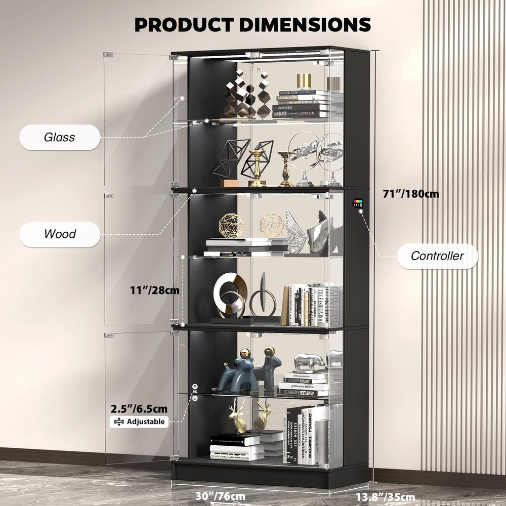 Vitrinekast met glazen deuren, - Glass Cabinet Display recensie en prijs
