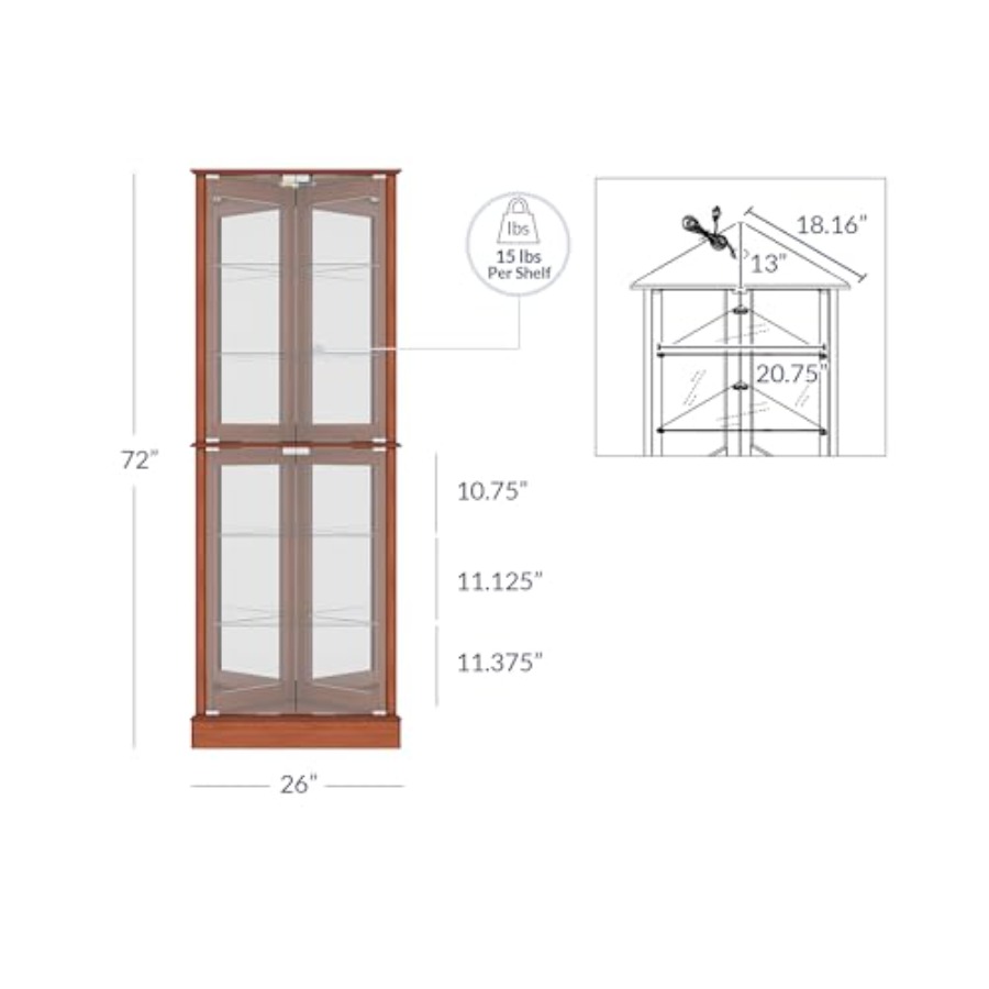 Verlichte hoekvitrine voor geb - Glass Cabinet Display recensie en prijs