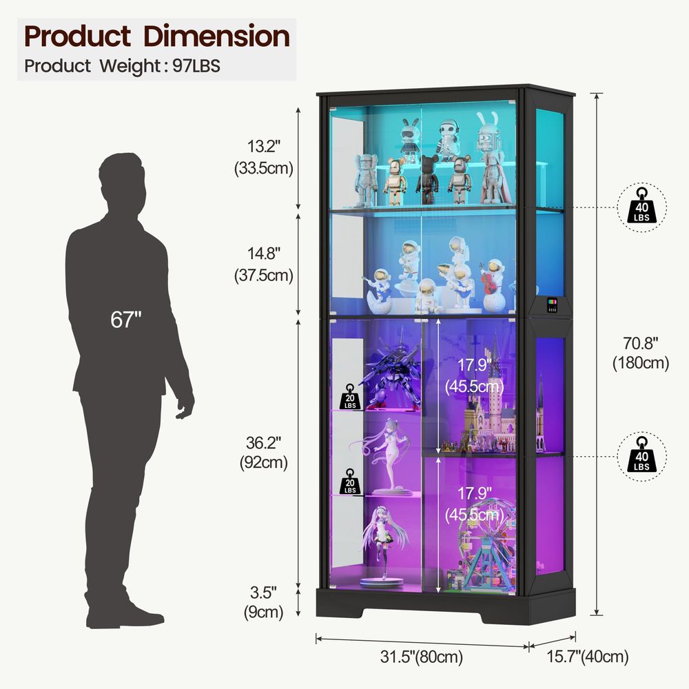 Verlichte hoekvitrinekast van  - Glass Cabinet Display recensie en prijs