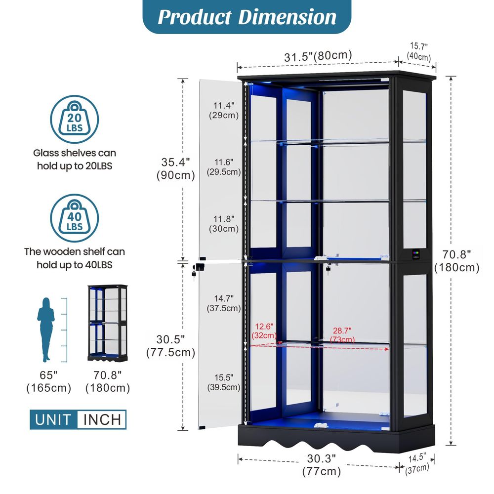 Vitrinekast met glazen deuren, - Glass Cabinet Display recensie en prijs