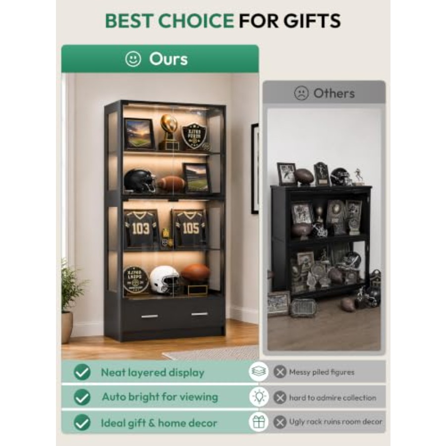 67-inch glazen vitrinekast voo - Glass Cabinet Display recensie en prijs