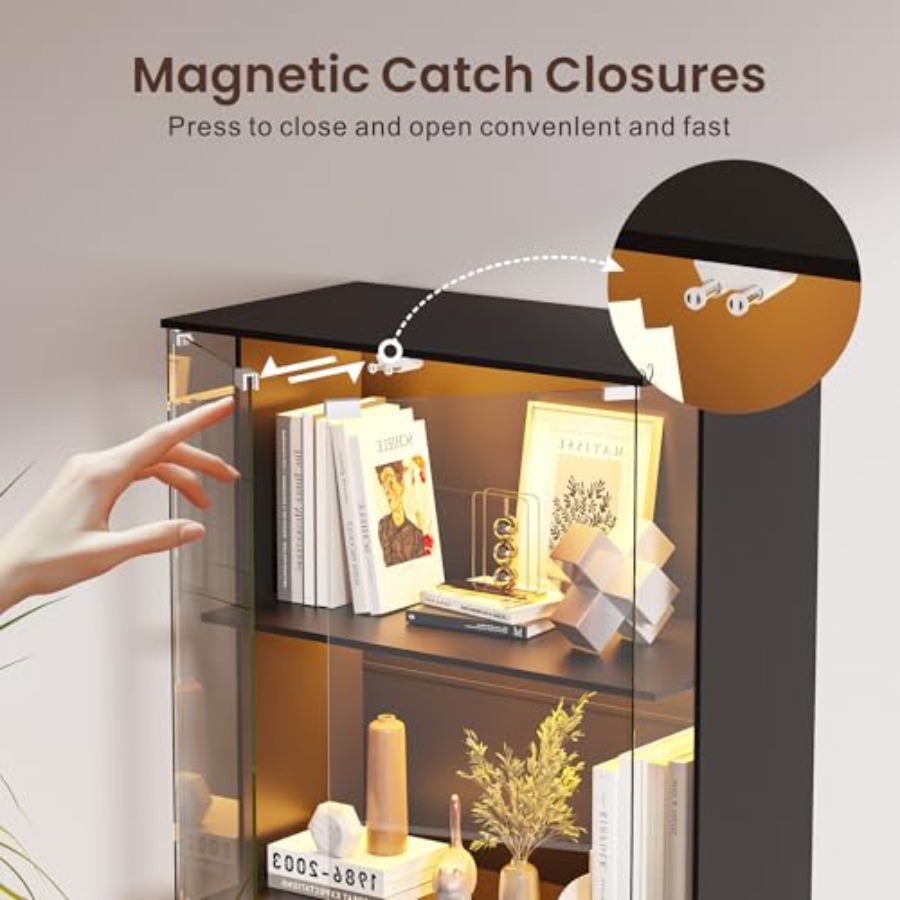 Zwarte vitrinekast met glazen  - Glass Cabinet Display recensie en prijs