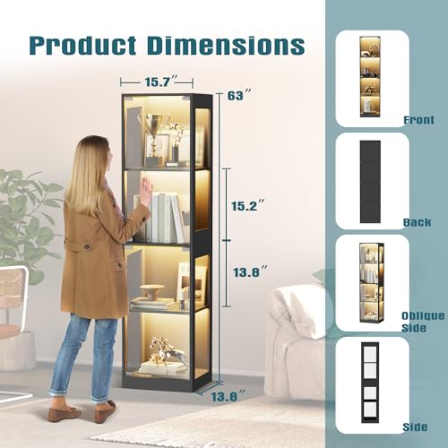 Glazen vitrinekast met RGB-ver - Glass Cabinet Display recensie en prijs