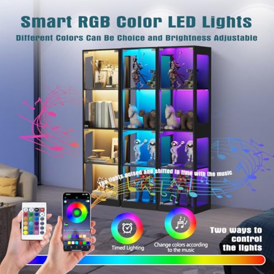 Glazen vitrinekast met RGB-ver - Glass Cabinet Display recensie en prijs