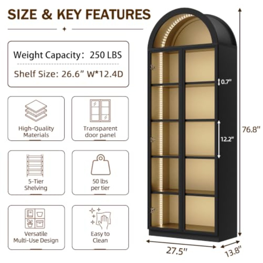 Boogvormige vitrinekast voor w - Glass Cabinet Display recensie en prijs